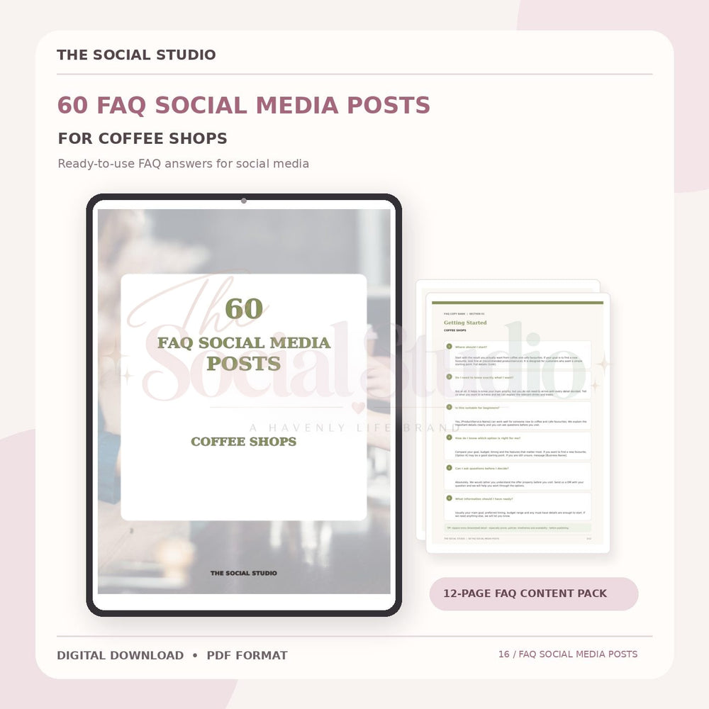 Coffee Shops – FAQ Social Media Post Pack | The Social Studio