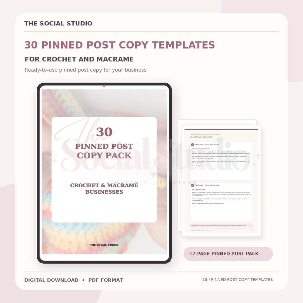 Crochet & Macramé – Pinned Post Copy Pack | The Social Studio