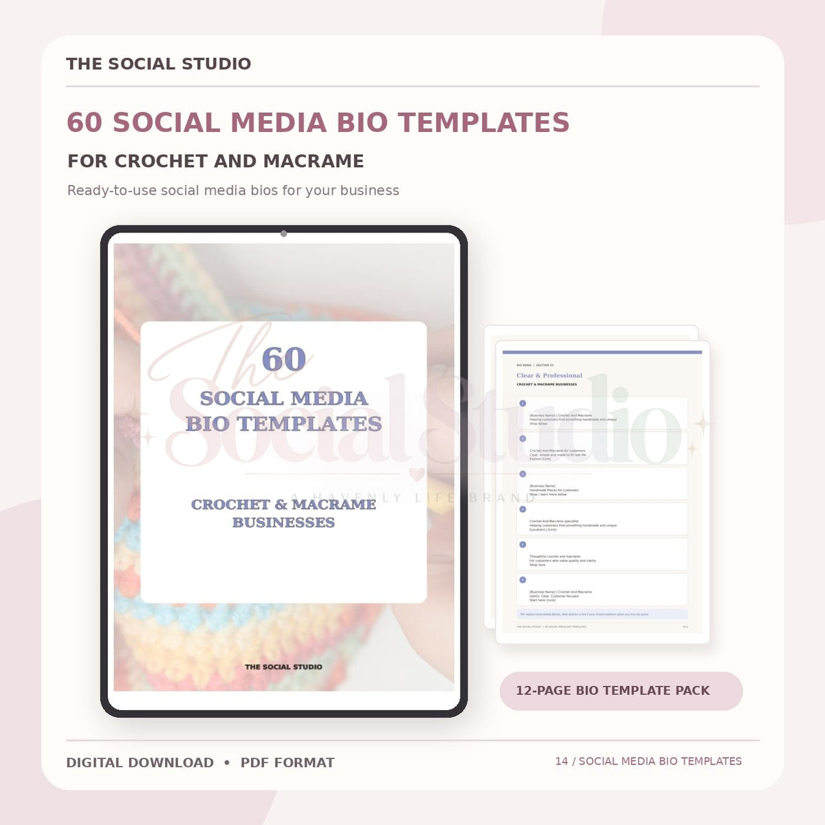 Crochet & Macramé – Social Media Bio Templates | The Social Studio
