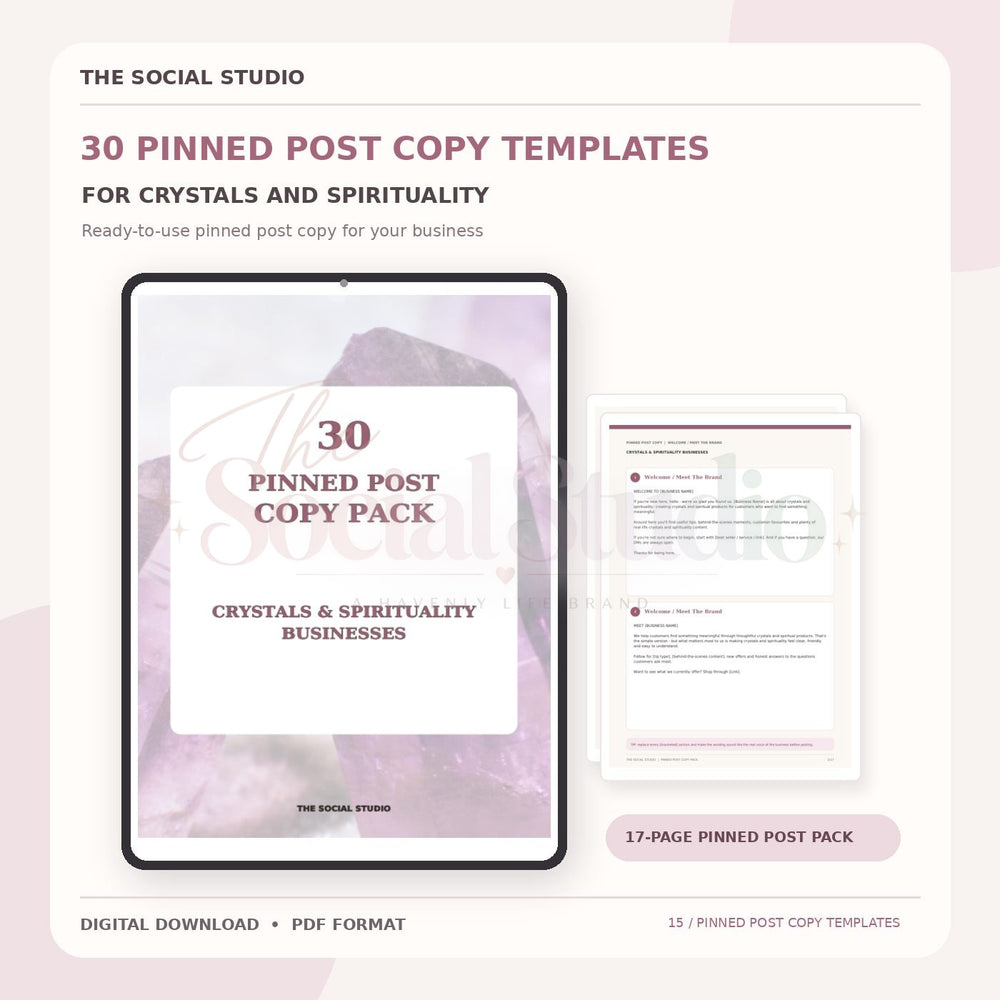 Crystals & Spirituality – Pinned Post Copy Pack | The Social Studio
