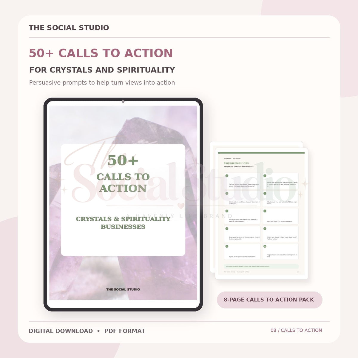 Crystals & Spirituality – Calls to Action Pack | The Social Studio