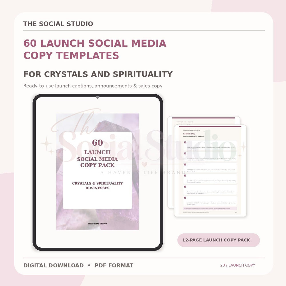 Crystals & Spirituality – Launch Social Media Copy Pack | The Social Studio