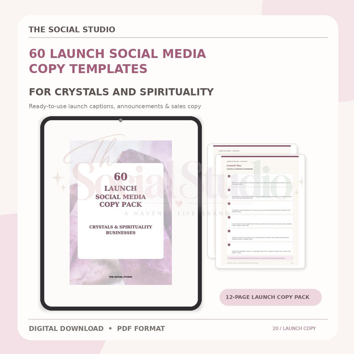 Crystals & Spirituality – Launch Social Media Copy Pack | The Social Studio