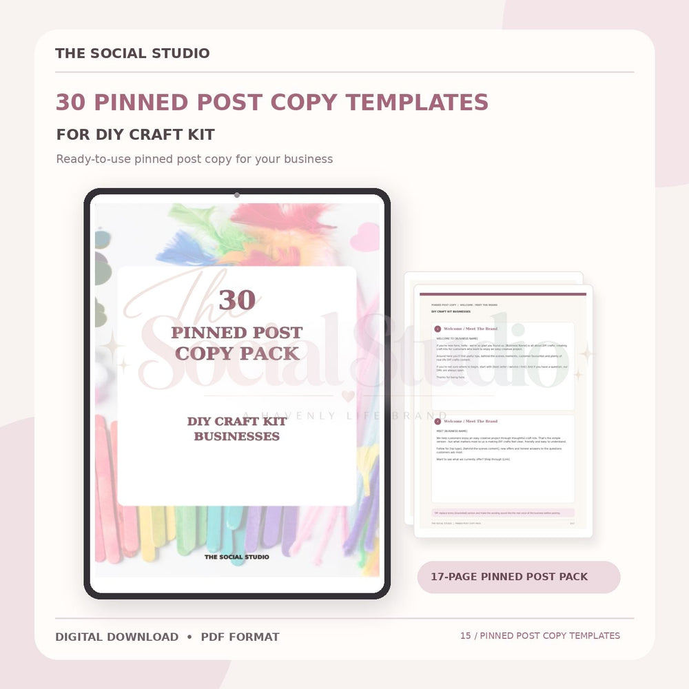 DIY Craft Kits – Pinned Post Copy Pack | The Social Studio