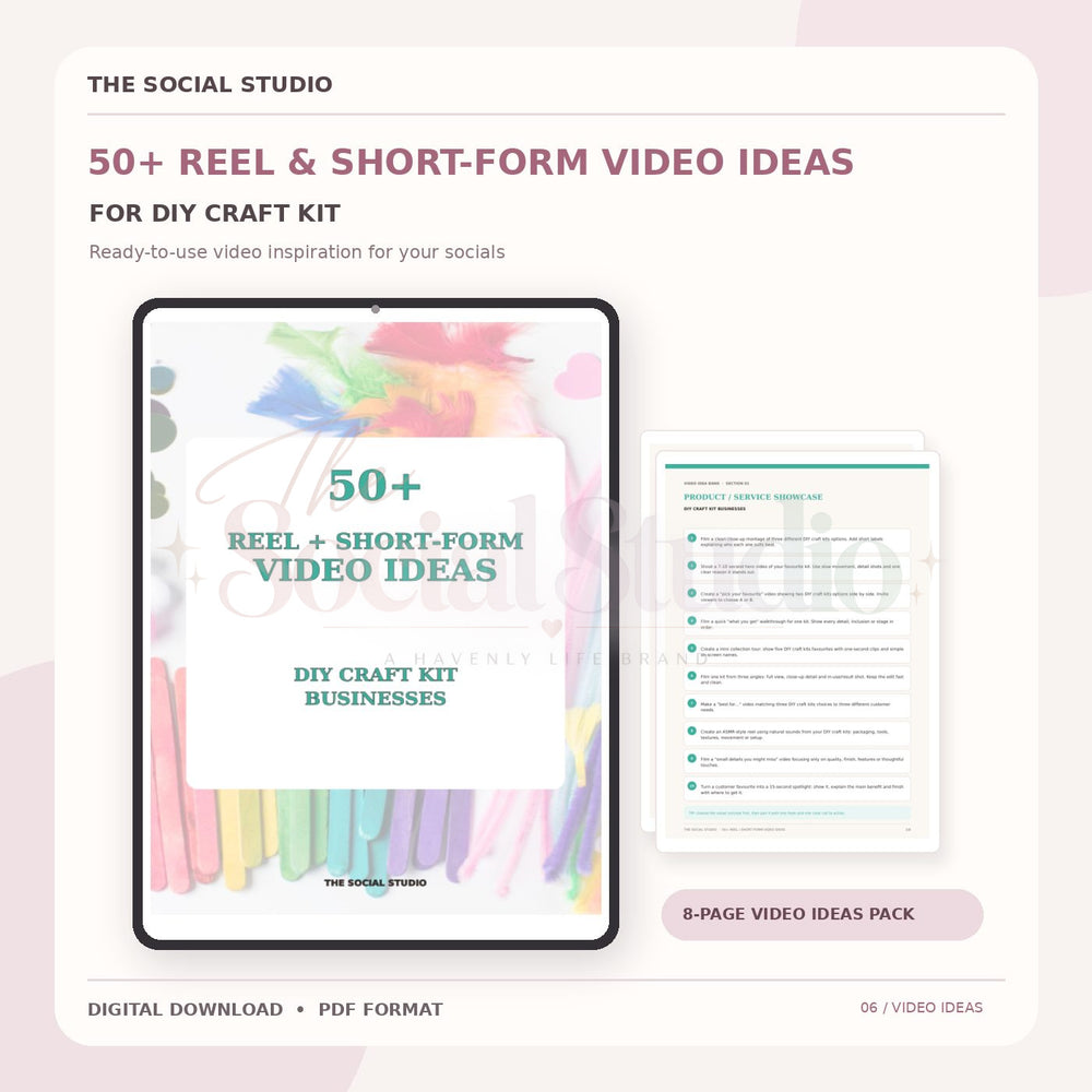 DIY Craft Kits – Reels & Short-Form Video Ideas Pack | The Social Studio