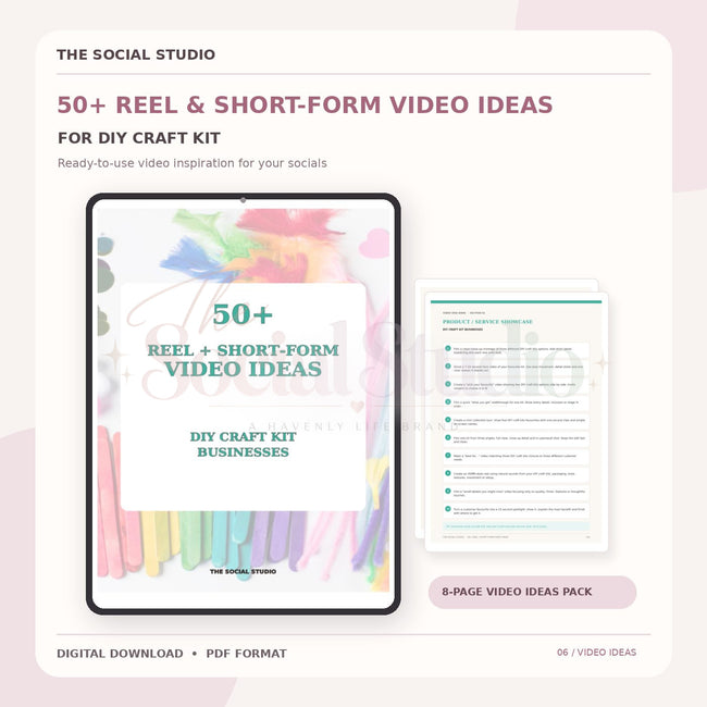 DIY Craft Kits – Reels & Short-Form Video Ideas Pack | The Social Studio