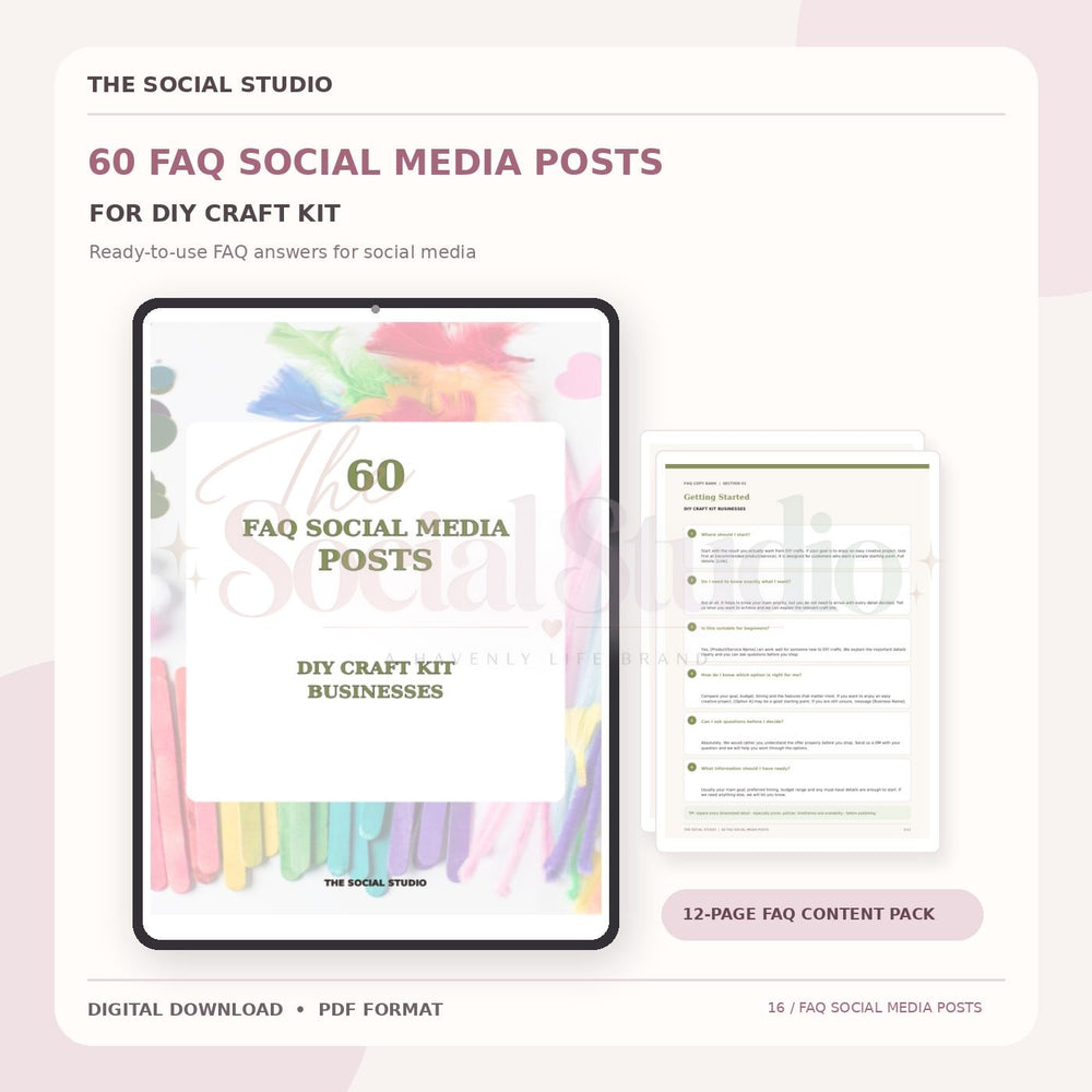 DIY Craft Kits – FAQ Social Media Post Pack | The Social Studio