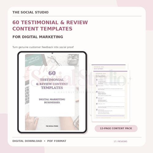 Digital Marketing – Testimonial & Review Content Templates | The Social Studio