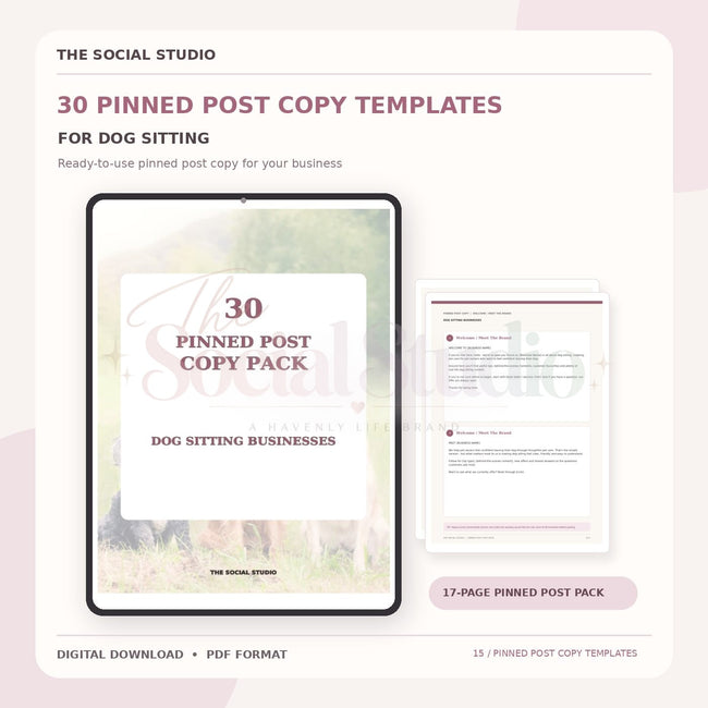 Dog Sitting Business – Pinned Post Copy Pack | The Social Studio