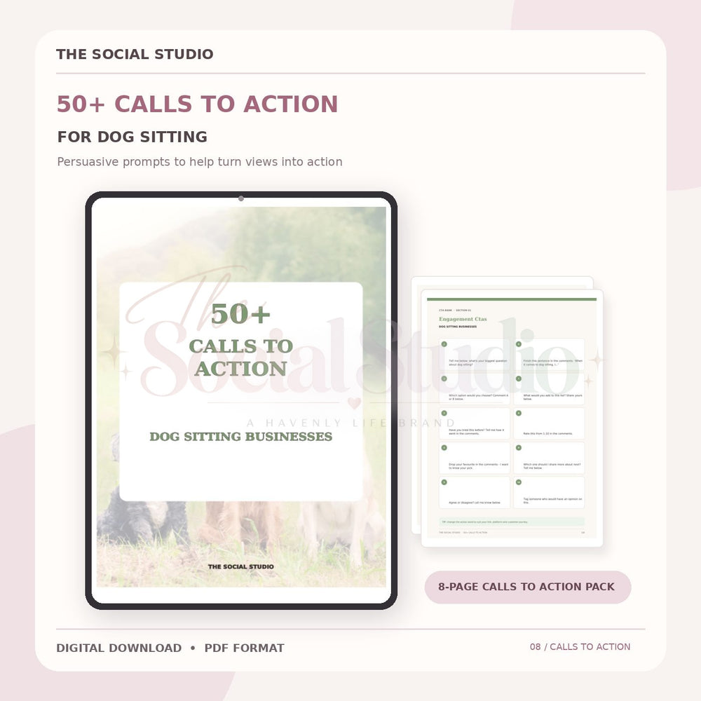 Dog Sitting Business – Calls to Action Pack | The Social Studio