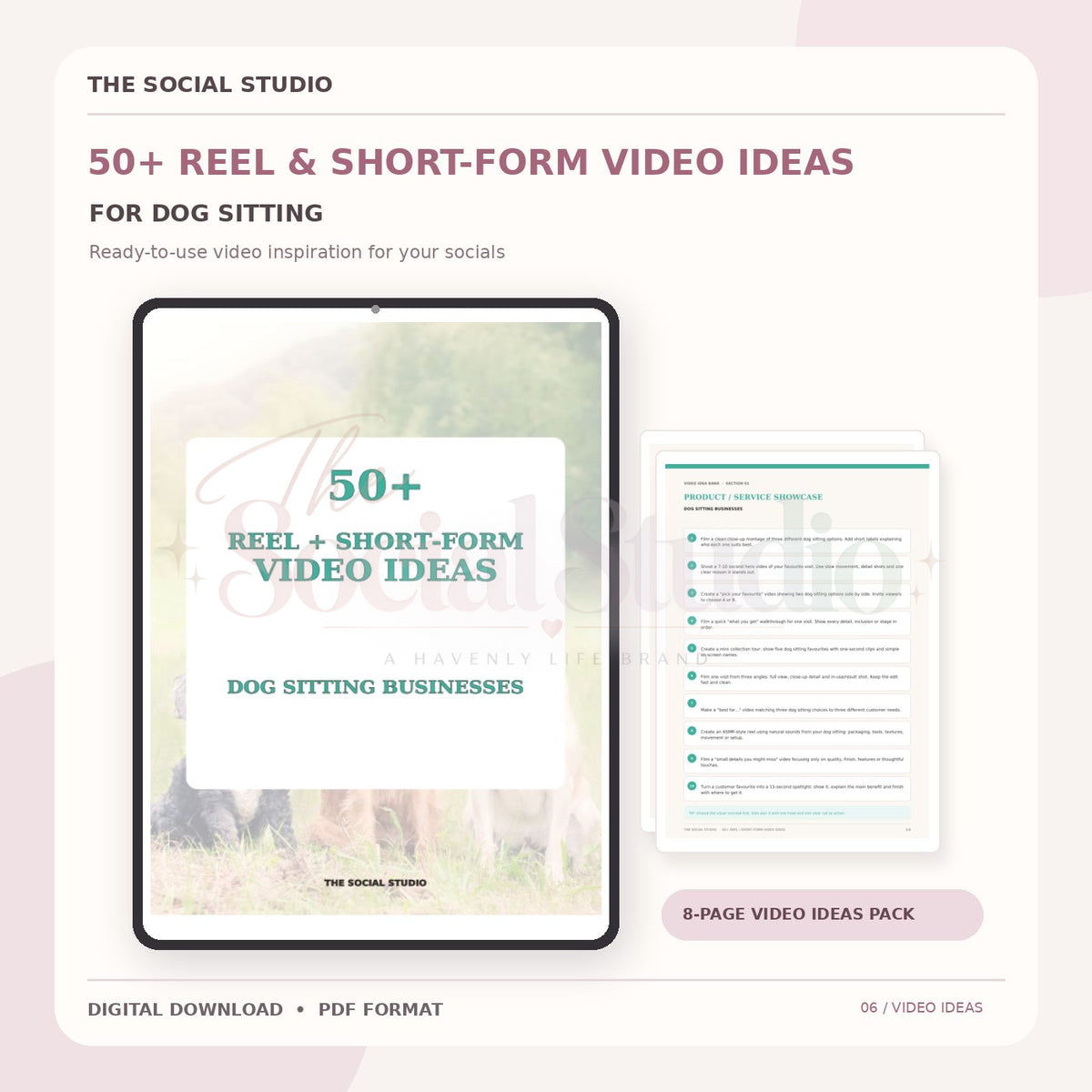 Dog Sitting Business – Reels & Short-Form Video Ideas Pack | The Social Studio