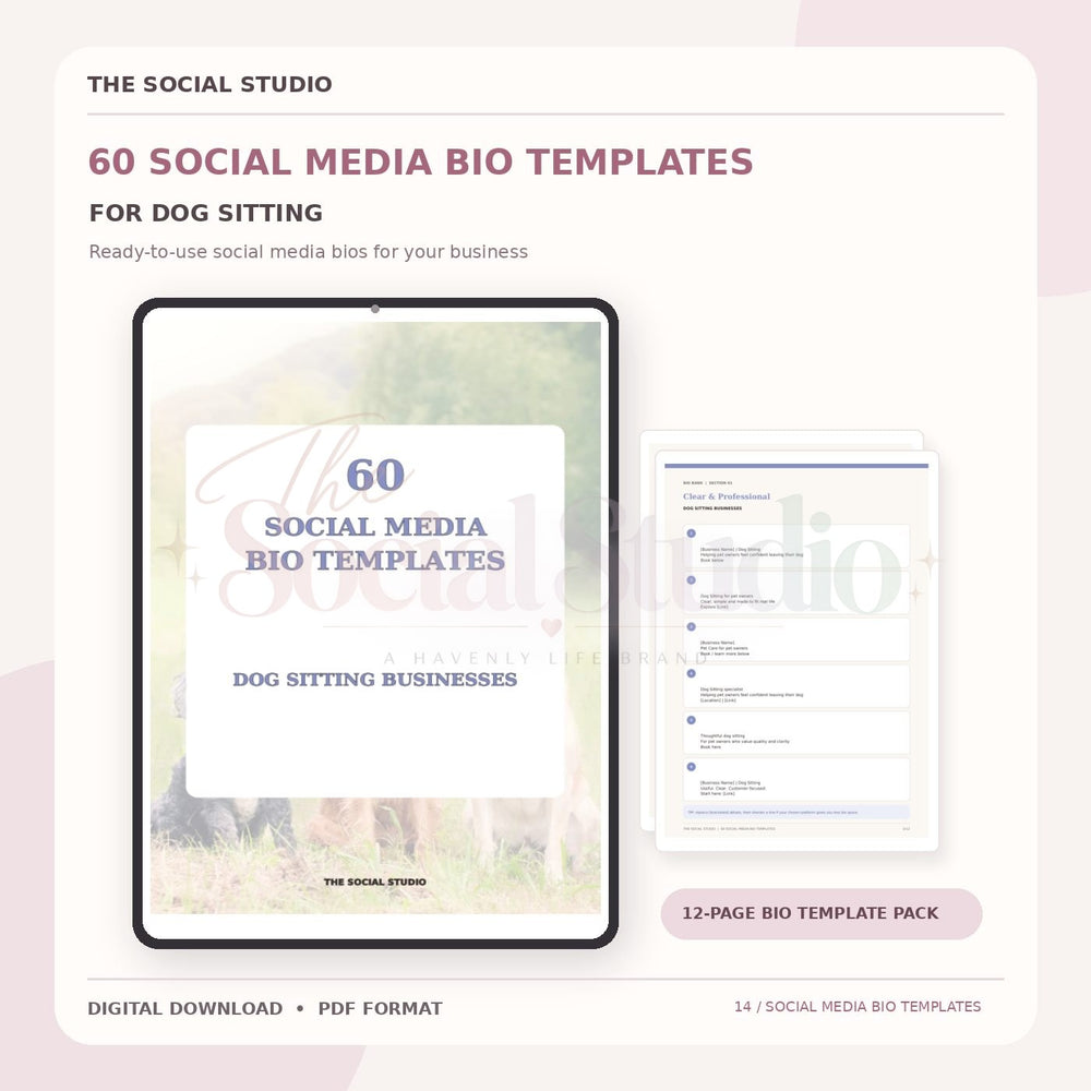 Dog Sitting Business – Social Media Bio Templates | The Social Studio