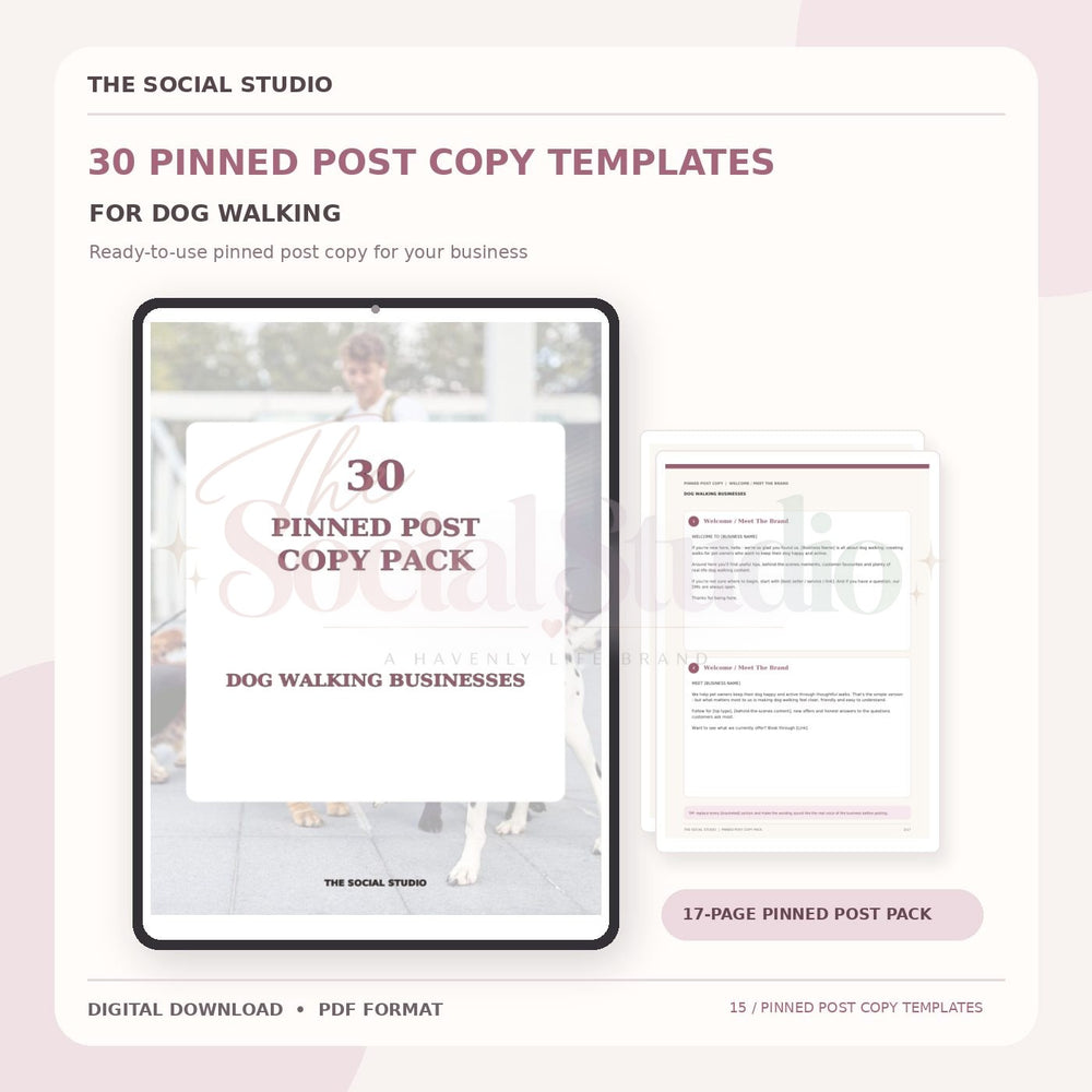 Dog Walker – Pinned Post Copy Pack | The Social Studio
