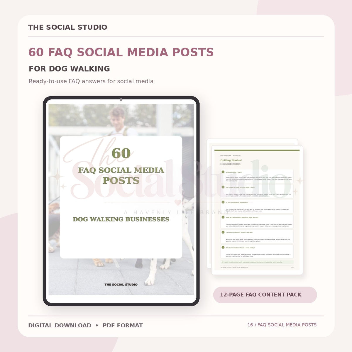 Dog Walker – FAQ Social Media Post Pack | The Social Studio