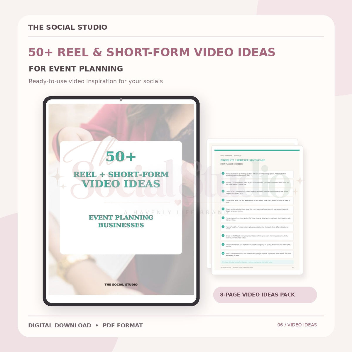 Event Planning – Reels & Short-Form Video Ideas Pack | The Social Studio
