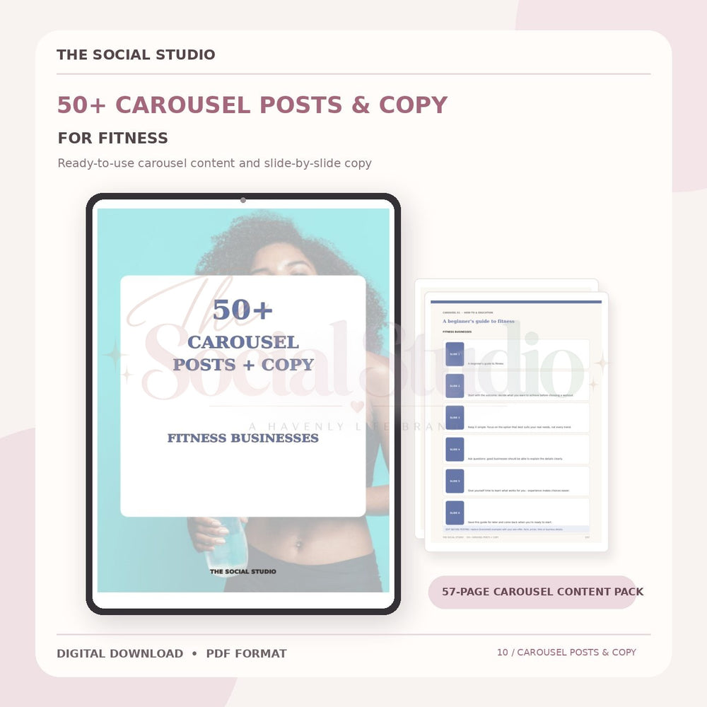 Fitness – Carousel Ideas & Copy Pack | The Social Studio