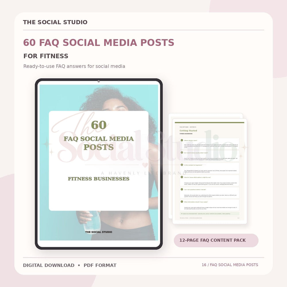 Fitness – FAQ Social Media Post Pack | The Social Studio