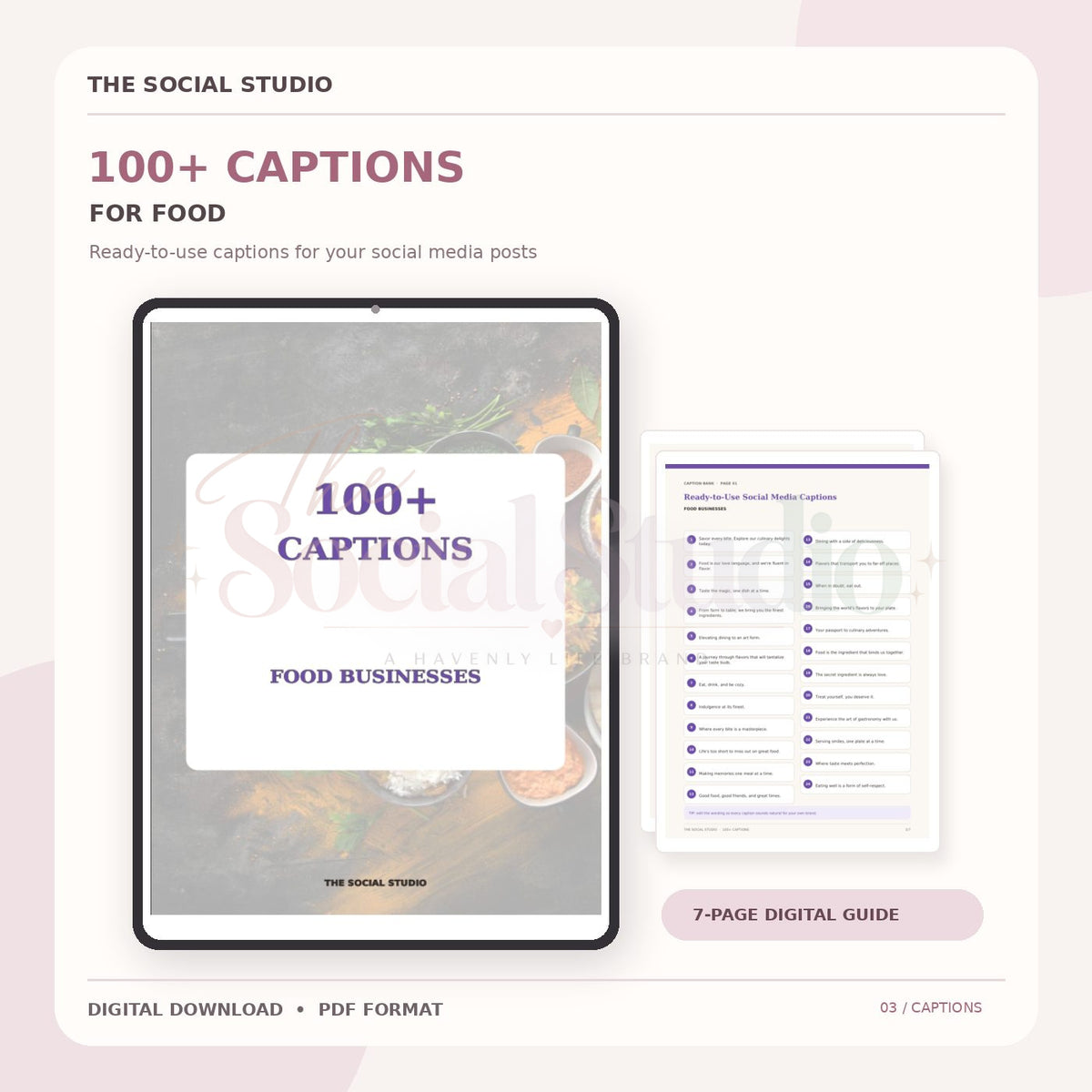 Food – Caption Pack | The Social Studio