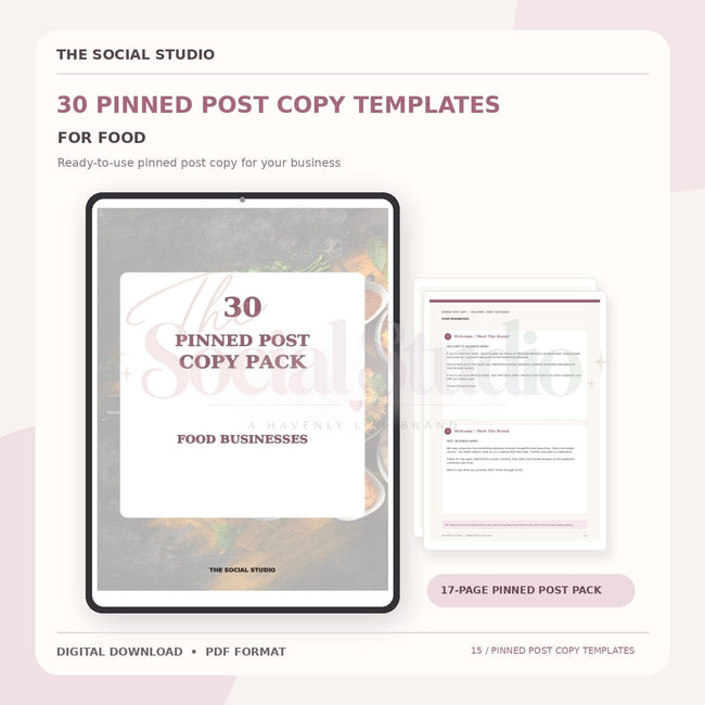 Food – Pinned Post Copy Pack | The Social Studio