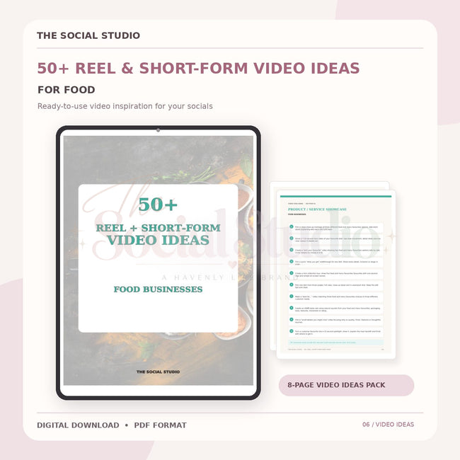 Food – Reels & Short-Form Video Ideas Pack | The Social Studio
