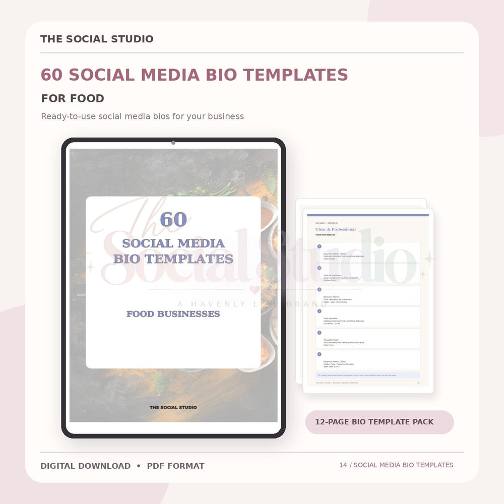Food – Social Media Bio Templates | The Social Studio