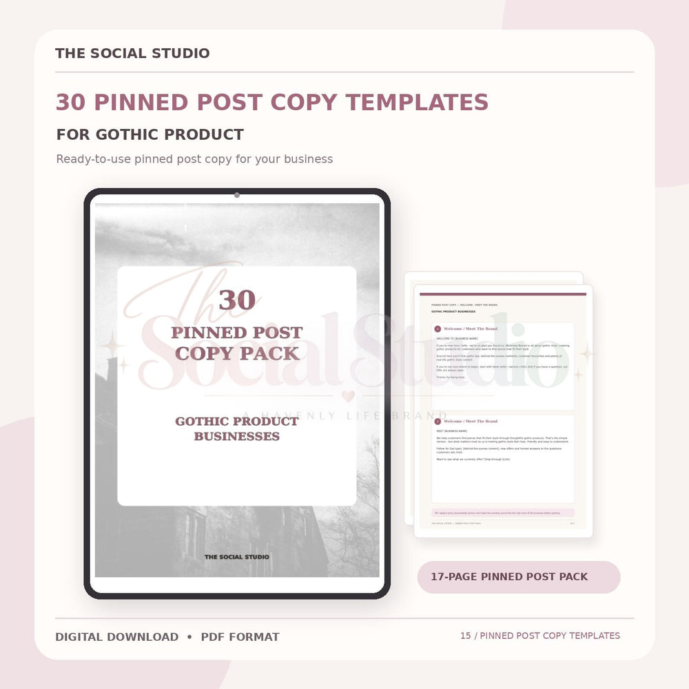 Gothic – Pinned Post Copy Pack | The Social Studio