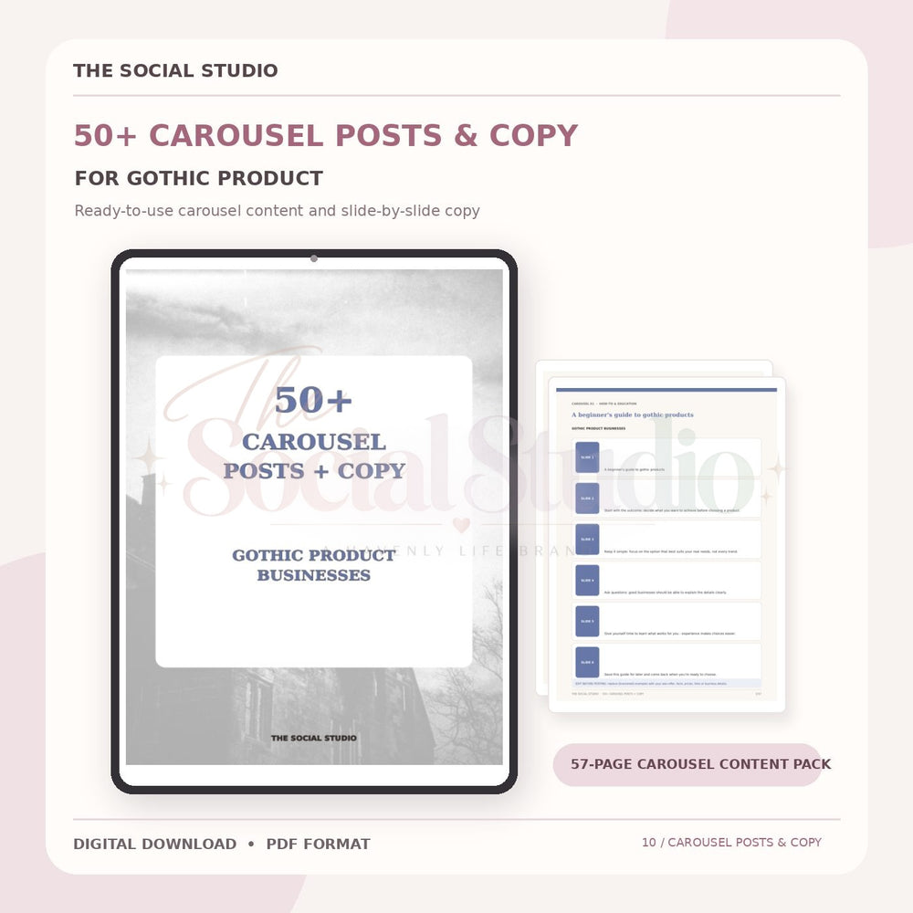 Gothic – Carousel Ideas & Copy Pack | The Social Studio