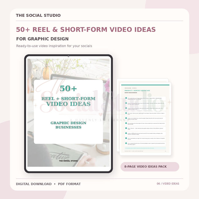 Graphic Designer – Reels & Short-Form Video Ideas Pack | The Social Studio