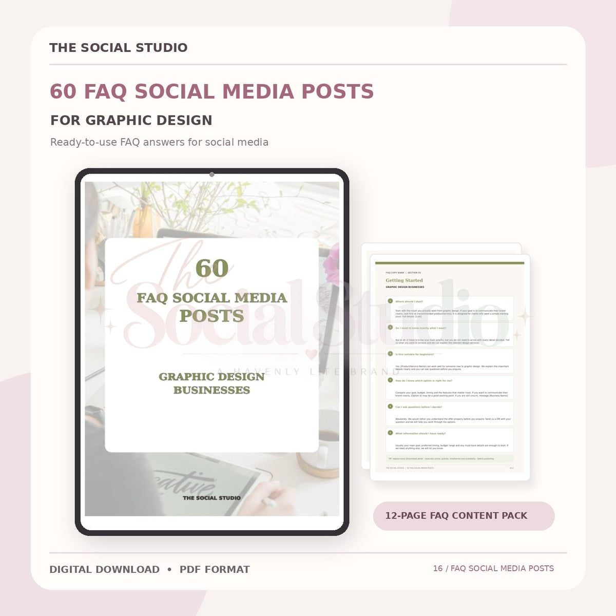 Graphic Designer – FAQ Social Media Post Pack | The Social Studio