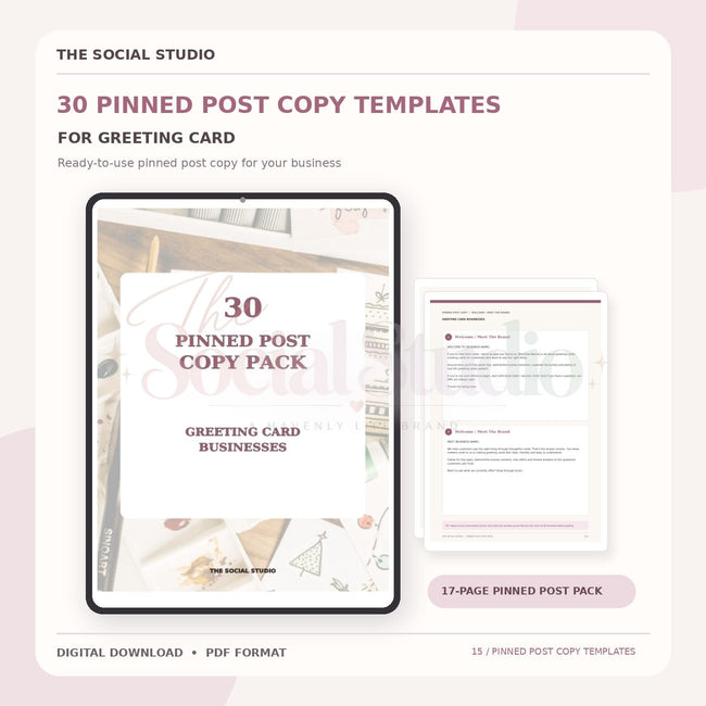 Greeting Cards – Pinned Post Copy Pack | The Social Studio