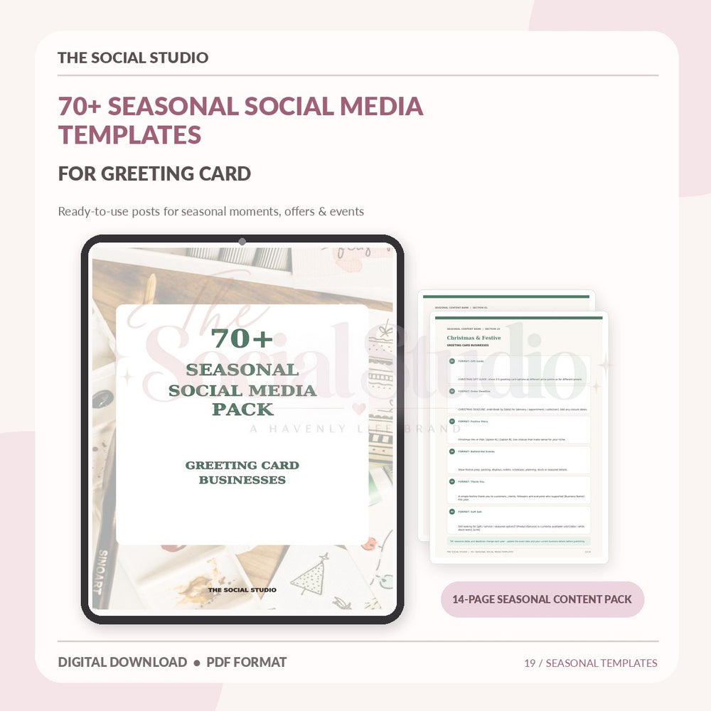 Greeting Cards – Seasonal Social Media Pack | The Social Studio