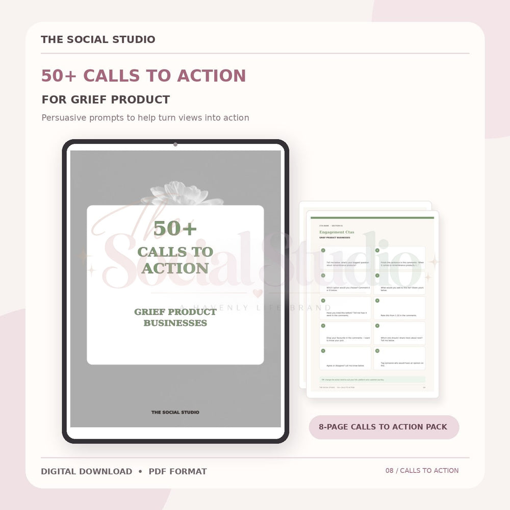 Grief Products – Calls to Action Pack | The Social Studio