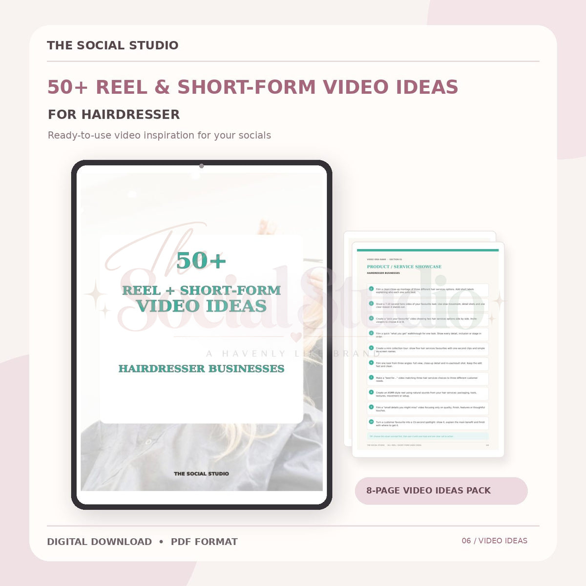 Hairdresser – Reels & Short-Form Video Ideas Pack | The Social Studio