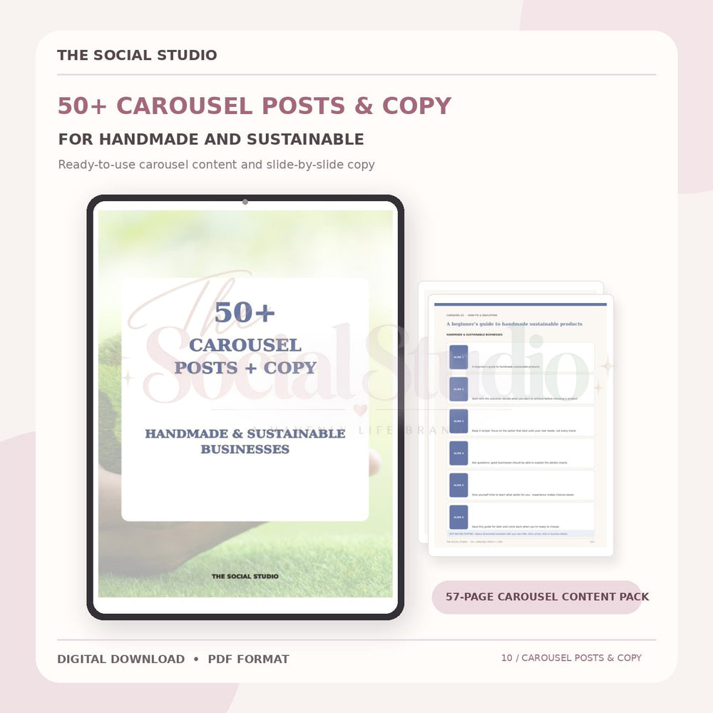Handmade & Sustainable – Carousel Ideas & Copy Pack | The Social Studio