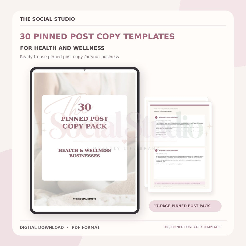 Health & Wellness – Pinned Post Copy Pack | The Social Studio