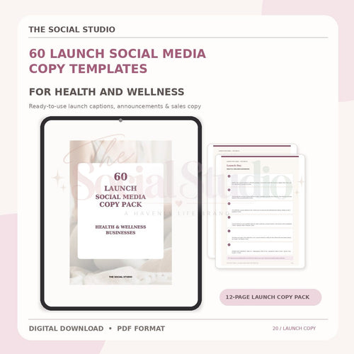 Health & Wellness – Launch Social Media Copy Pack | The Social Studio