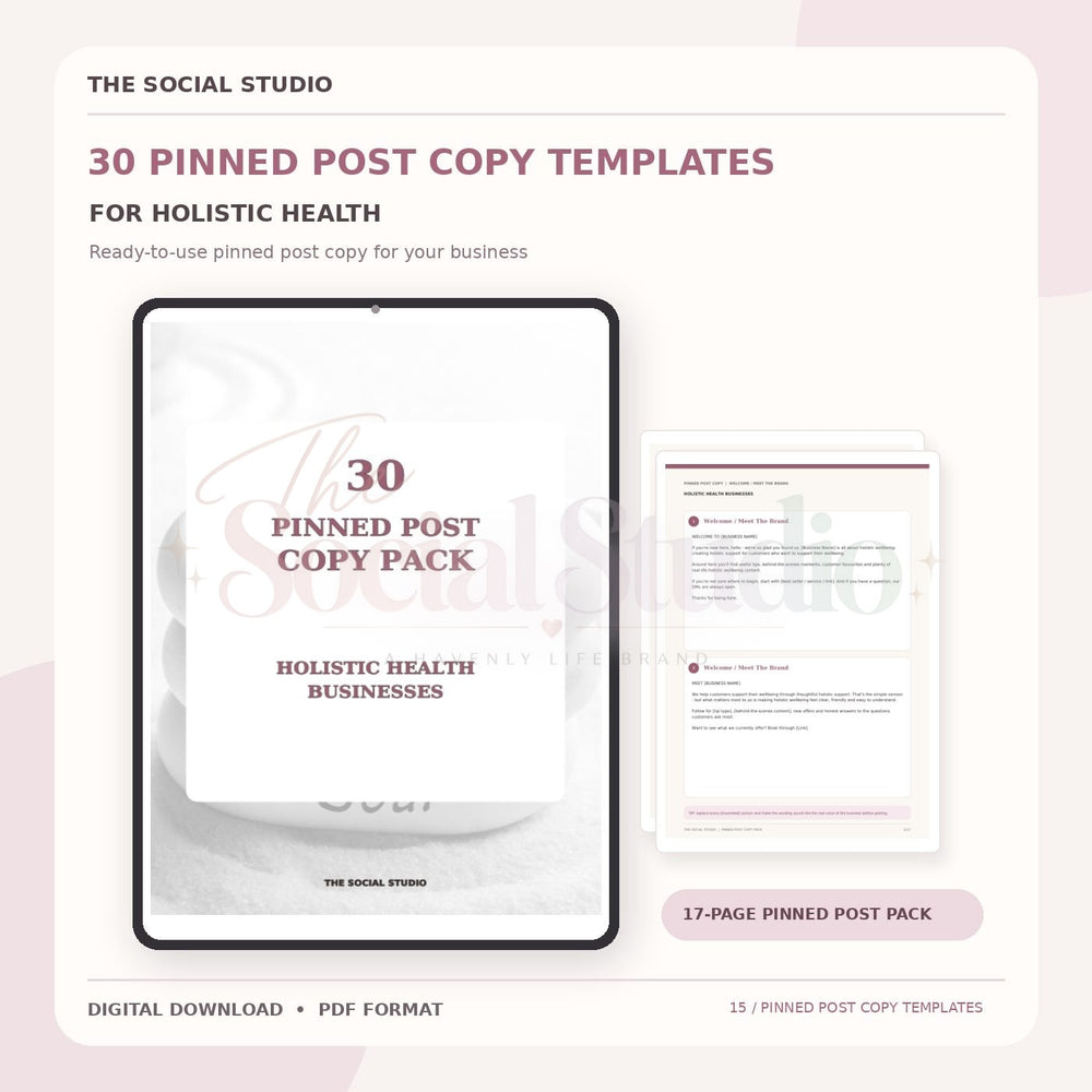 Holistic Health – Pinned Post Copy Pack | The Social Studio