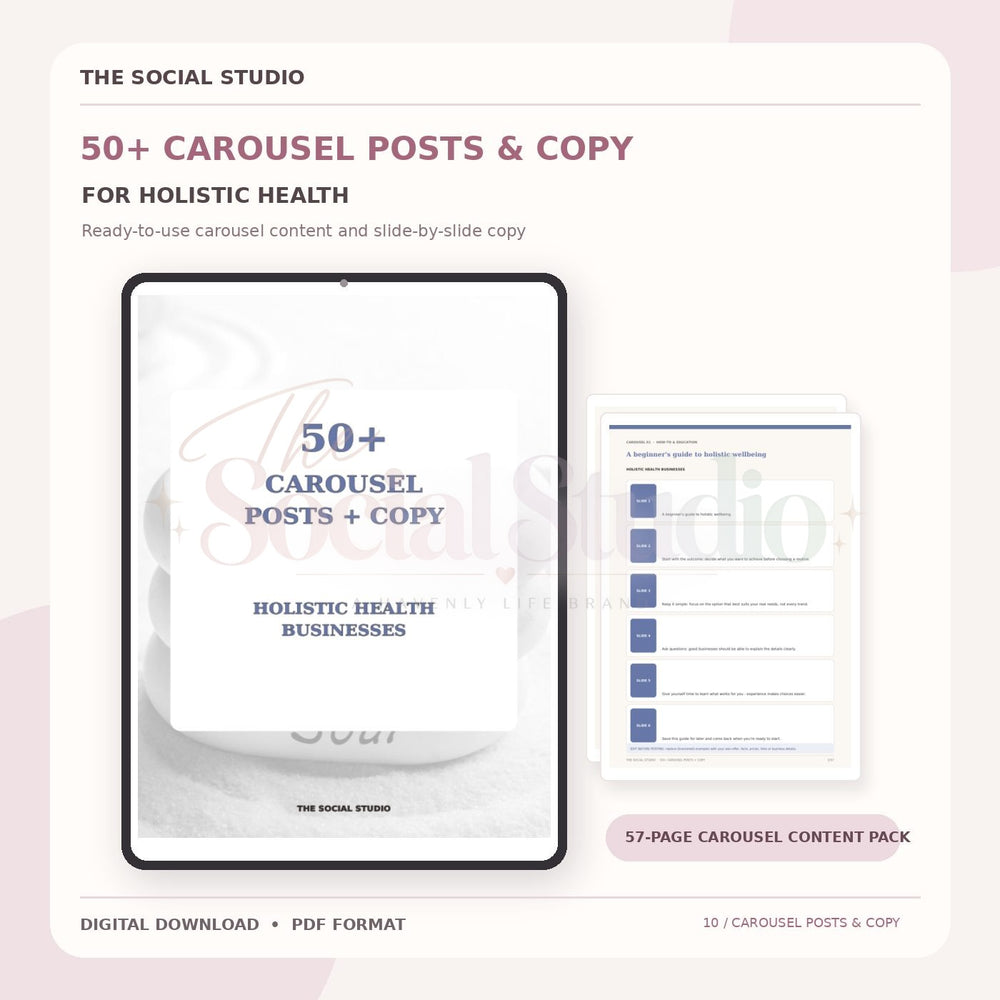Holistic Health – Carousel Ideas & Copy Pack | The Social Studio