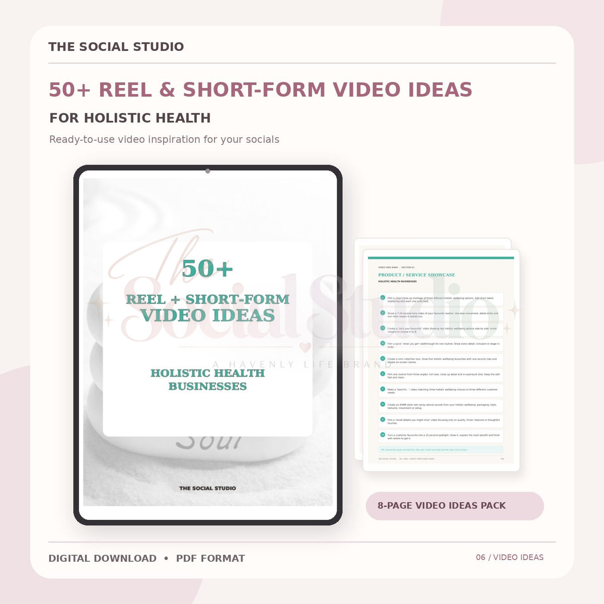 Holistic Health – Reels & Short-Form Video Ideas Pack | The Social Studio