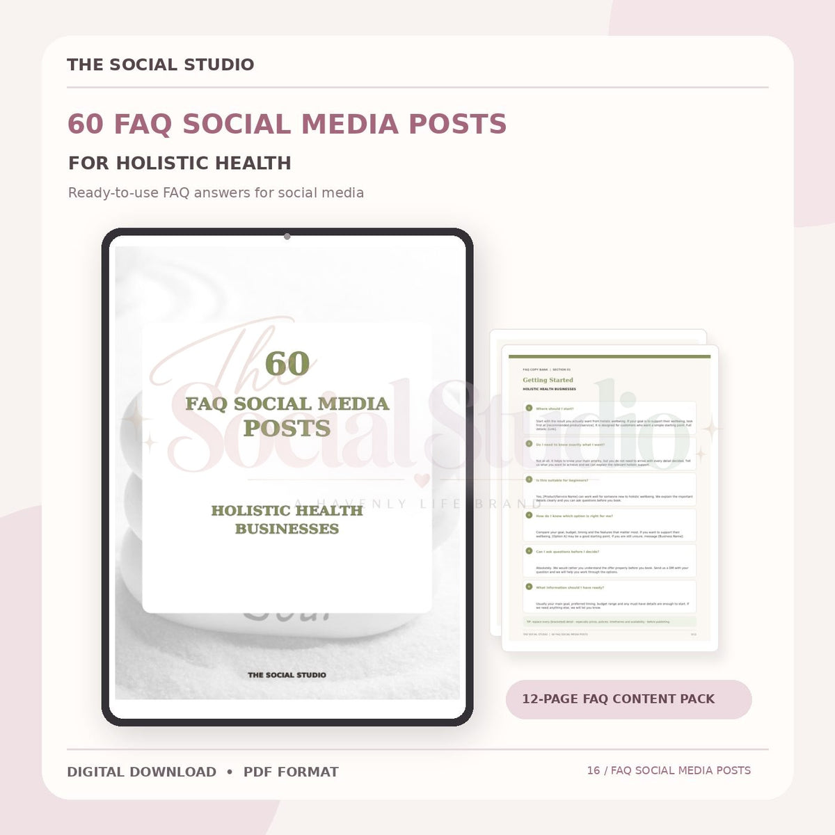 Holistic Health – FAQ Social Media Post Pack | The Social Studio