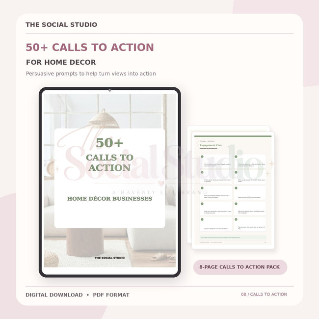 Home Decor – Calls to Action Pack | The Social Studio