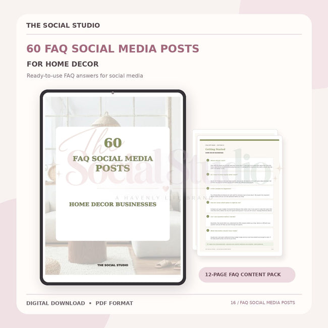 Home Decor – FAQ Social Media Post Pack | The Social Studio