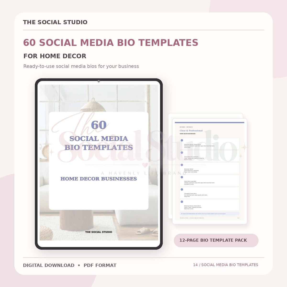 Home Decor – Social Media Bio Templates | The Social Studio
