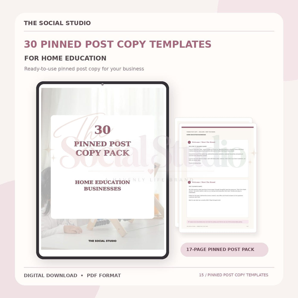 Home Education – Pinned Post Copy Pack | The Social Studio