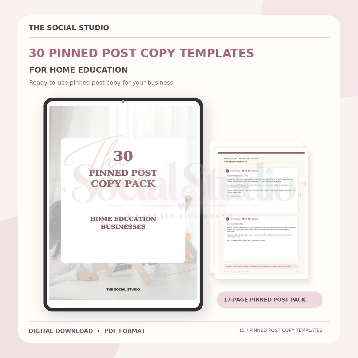 Home Education – Pinned Post Copy Pack | The Social Studio