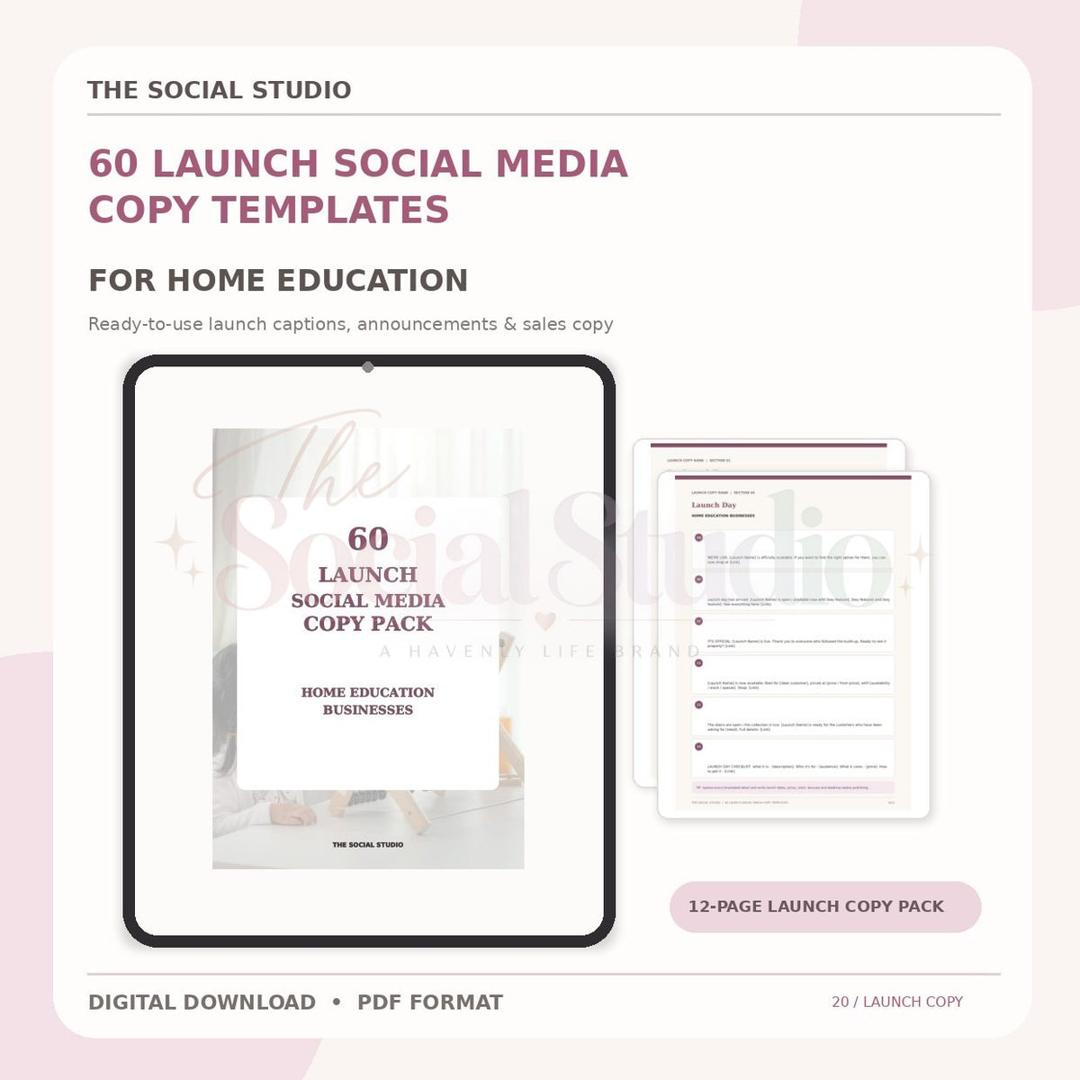 Home Education – Launch Social Media Copy Pack | The Social Studio