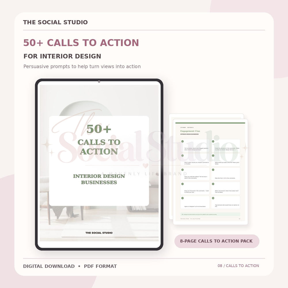 Interior Designers – Calls to Action Pack | The Social Studio