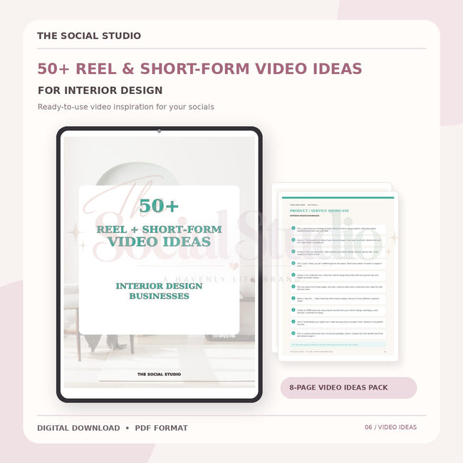 Interior Designers – Reels & Short-Form Video Ideas Pack | The Social Studio