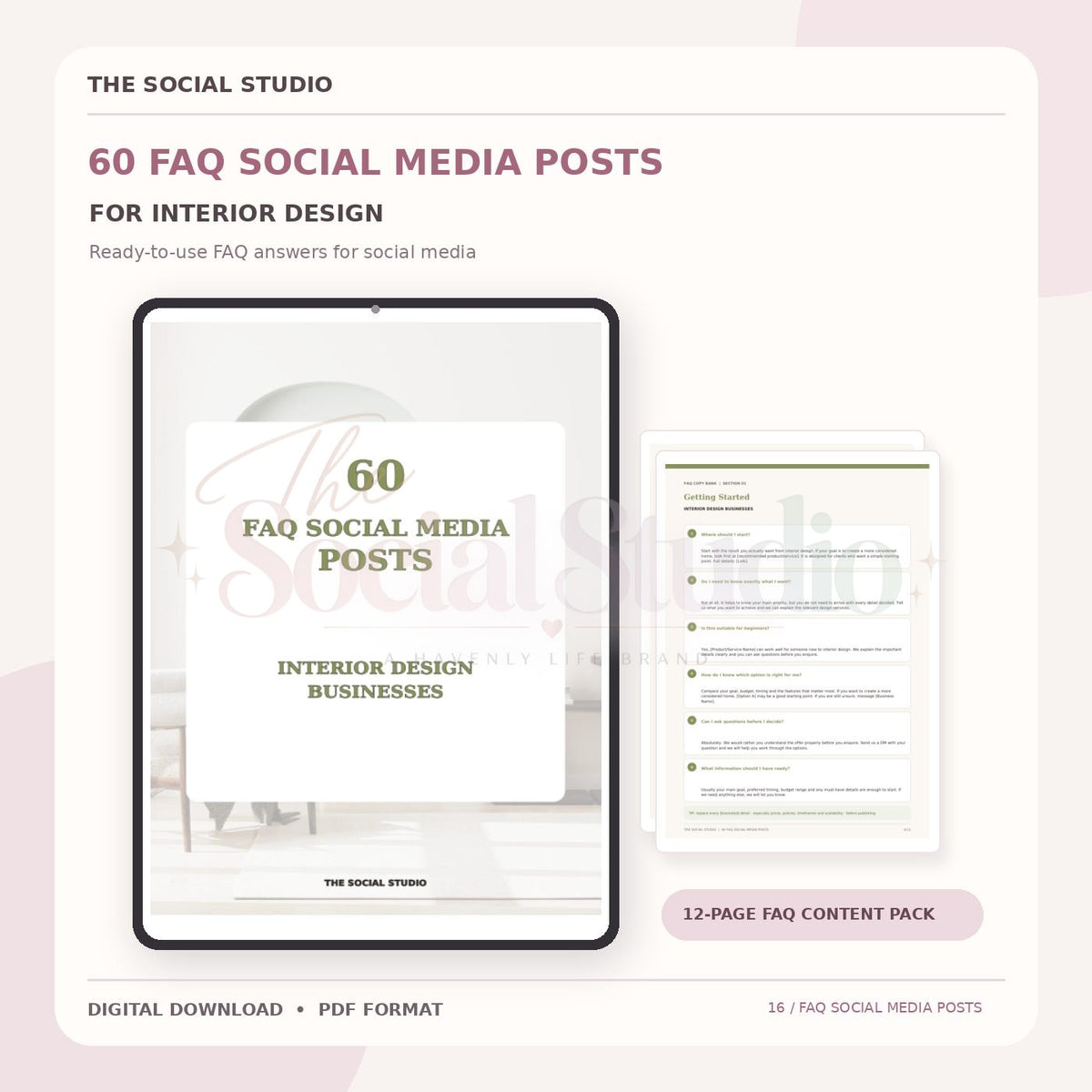 Interior Designers – FAQ Social Media Post Pack | The Social Studio