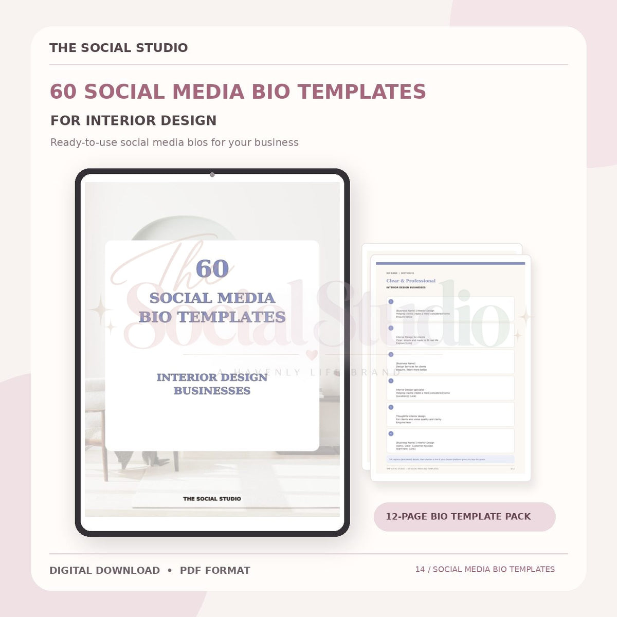 Interior Designers – Social Media Bio Templates | The Social Studio